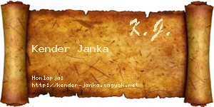 Kender Janka névjegykártya